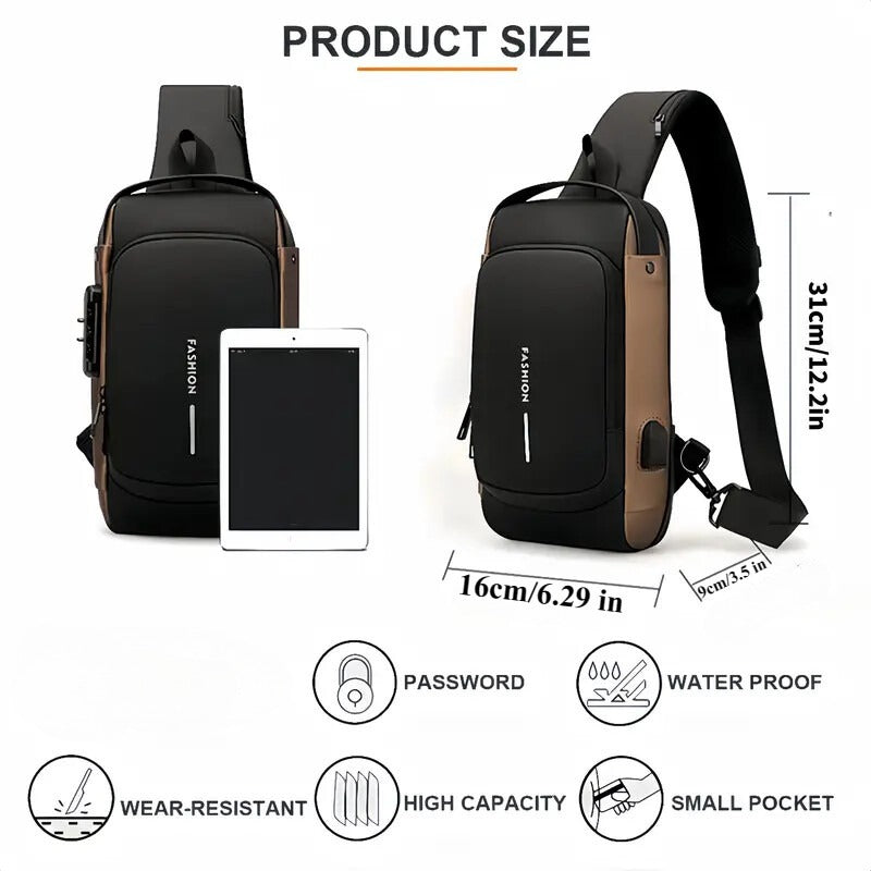 Men S Waterproof Motorcycle Chest Bag - Anti-Theft Shoulder Bag Oxford Fabric, Multifunctional For Hiking Outdoor Activities, Outdoor Shoulder Bag Versatile Carryall Durable Oxford Fabric