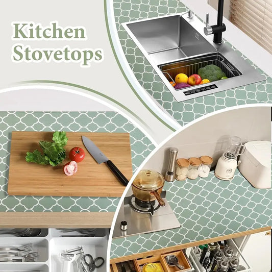 Shelf Liners For Kitchen Cabinets Non Adhesive Drawer Liner 12In X 20Ft Light Green Quatrefoil Thickened Shelf Liner Strong