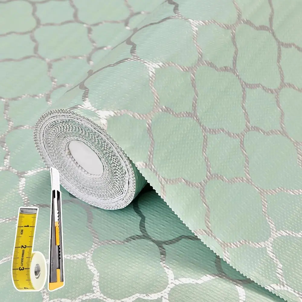 Shelf Liners For Kitchen Cabinets Non Adhesive Drawer Liner 12In X 20Ft Light Green Quatrefoil Thickened Shelf Liner Strong