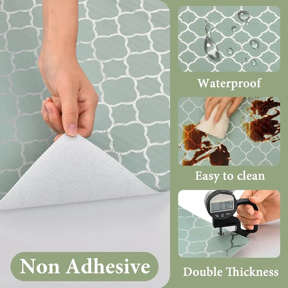 Shelf Liners For Kitchen Cabinets Non Adhesive Drawer Liner 12In X 20Ft Light Green Quatrefoil Thickened Shelf Liner Strong
